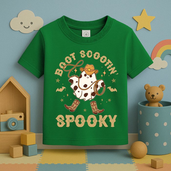 Boot Scootin Spooky Cute Halloween Cowboy Ghost Toddler T-Shirt