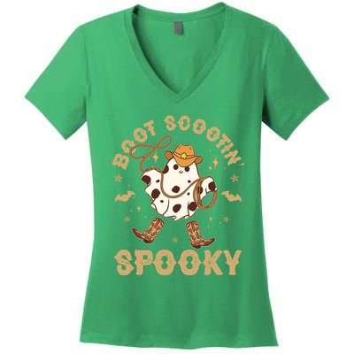 Boot Scootin Spooky Cute Halloween Cowboy Ghost Women's V-Neck T-Shirt