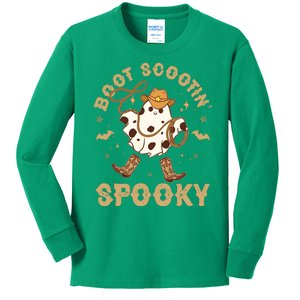 Boot Scootin Spooky Cute Halloween Cowboy Ghost Kids Long Sleeve Shirt