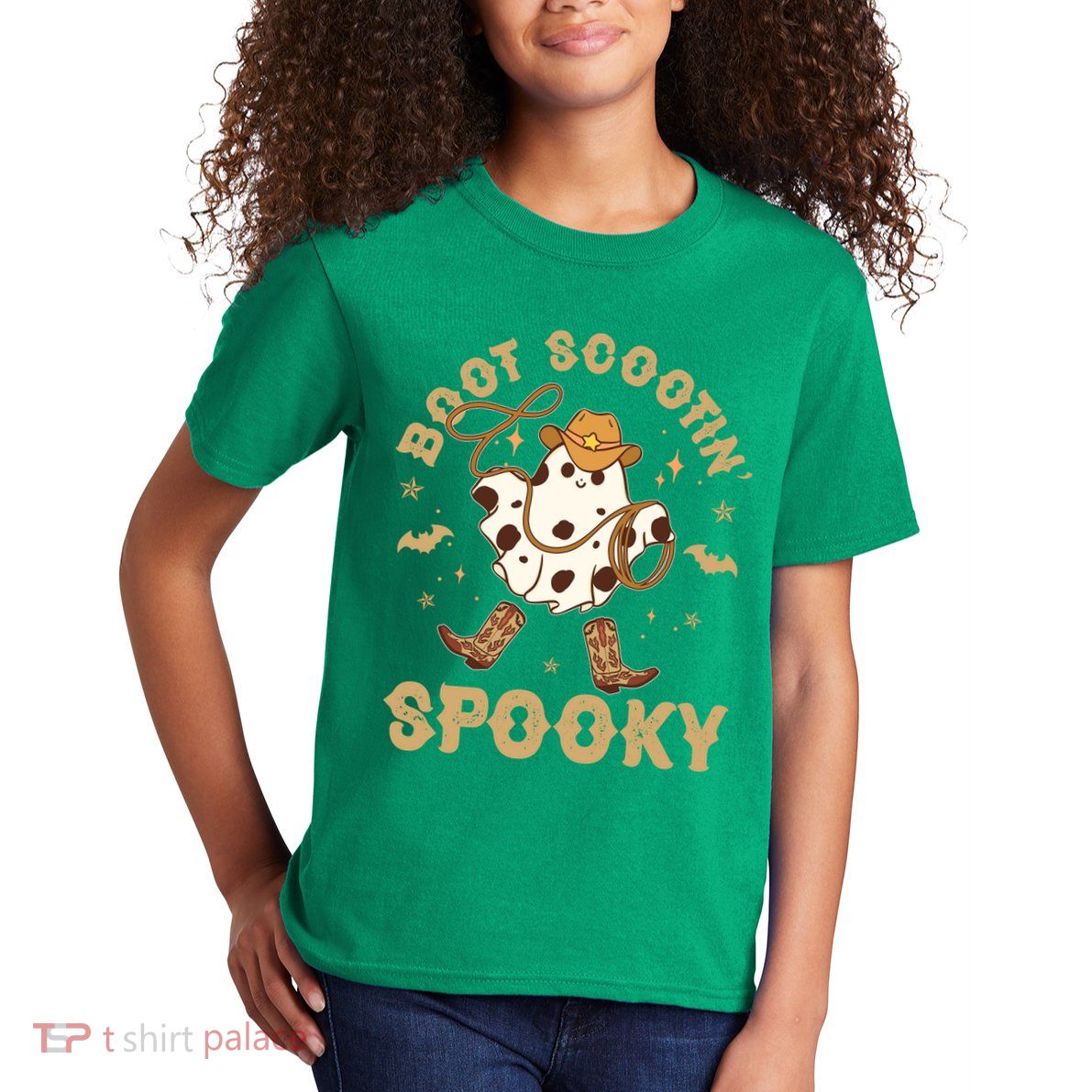 Boot Scootin Spooky Cute Halloween Cowboy Ghost Kids T-Shirt