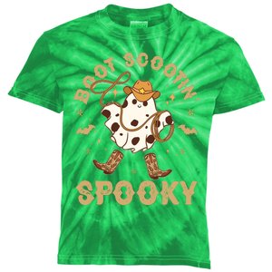 Boot Scootin Spooky Cute Halloween Cowboy Ghost Kids Tie-Dye T-Shirt