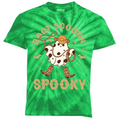 Boot Scootin Spooky Cute Halloween Cowboy Ghost Kids Tie-Dye T-Shirt