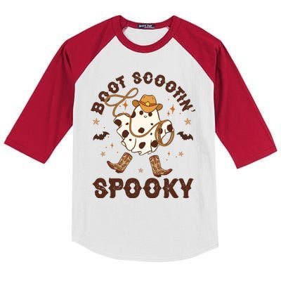 Boot Scootin Spooky Cute Halloween Cowboy Ghost Kids Colorblock Raglan Jersey