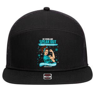 Be Strong Speak Out Against Sexual Violence Sexual Assault Warrior 7 Panel Mesh Trucker Snapback Hat