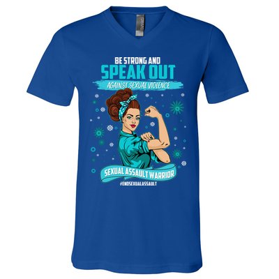 Be Strong Speak Out Against Sexual Violence Sexual Assault Warrior V-Neck T-Shirt