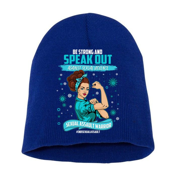 Be Strong Speak Out Against Sexual Violence Sexual Assault Warrior Short Acrylic Beanie