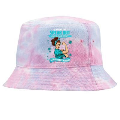 Be Strong Speak Out Against Sexual Violence Sexual Assault Warrior Tie-Dyed Bucket Hat