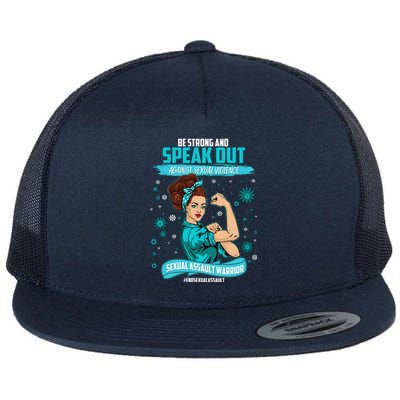 Be Strong Speak Out Against Sexual Violence Sexual Assault Warrior Flat Bill Trucker Hat