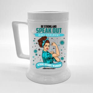 Be Strong Speak Out Against Sexual Violence Sexual Assault Warrior Beer Stein