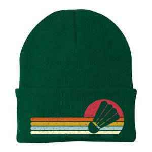 Badminton Shuttlecock Sunset Distressed Knit Cap Winter Beanie