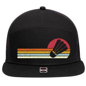 Badminton Shuttlecock Sunset Distressed 7 Panel Mesh Trucker Snapback Hat