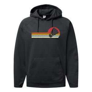 Badminton Shuttlecock Sunset Distressed Performance Fleece Hoodie