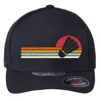 Badminton Shuttlecock Sunset Distressed Flexfit Unipanel Trucker Cap