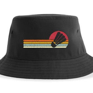 Badminton Shuttlecock Sunset Distressed Sustainable Bucket Hat