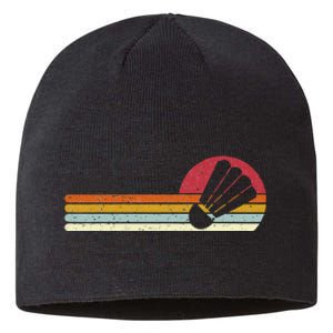 Badminton Shuttlecock Sunset Distressed Sustainable Beanie