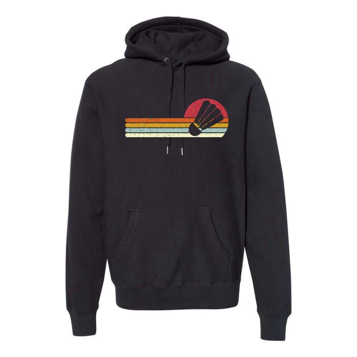 Badminton Shuttlecock Sunset Distressed Premium Hoodie