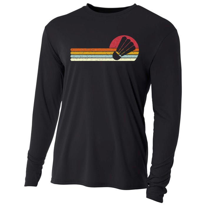 Badminton Shuttlecock Sunset Distressed Cooling Performance Long Sleeve Crew