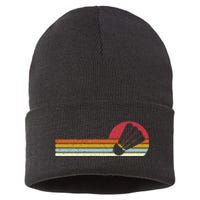 Badminton Shuttlecock Sunset Distressed Sustainable Knit Beanie