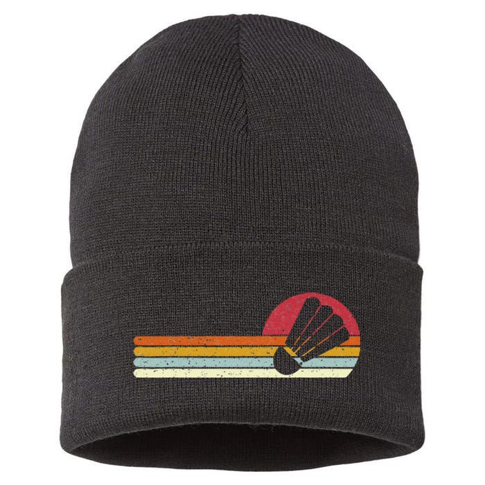 Badminton Shuttlecock Sunset Distressed Sustainable Knit Beanie