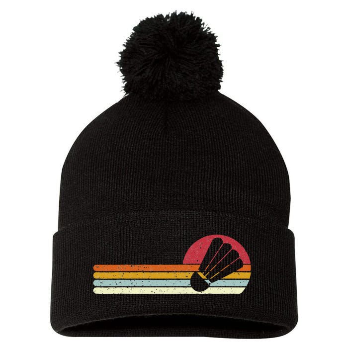 Badminton Shuttlecock Sunset Distressed Pom Pom 12in Knit Beanie