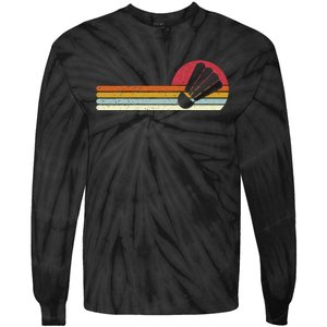 Badminton Shuttlecock Sunset Distressed Tie-Dye Long Sleeve Shirt