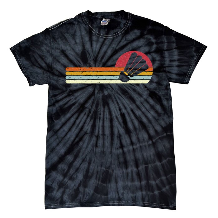 Badminton Shuttlecock Sunset Distressed Tie-Dye T-Shirt