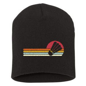 Badminton Shuttlecock Sunset Distressed Short Acrylic Beanie