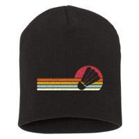 Badminton Shuttlecock Sunset Distressed Short Acrylic Beanie