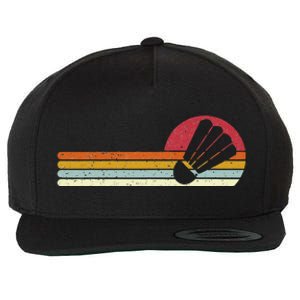 Badminton Shuttlecock Sunset Distressed Wool Snapback Cap