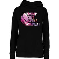 Bump Set Spike Repeat Volleyball Lover Athlete Sports Gift Womens Funnel Neck Pullover Hood