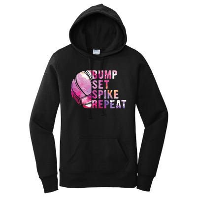 Bump Set Spike Repeat Volleyball Lover Athlete Sports Gift Women's Pullover Hoodie