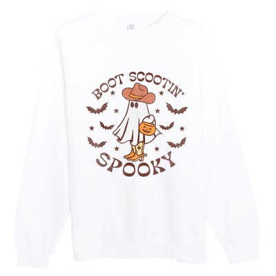 Boot Scootin Spooky Western Halloween Retro Fall Halloween Premium Crewneck Sweatshirt