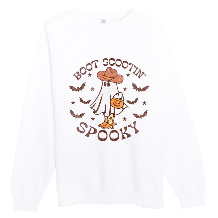 Boot Scootin Spooky Western Halloween Retro Fall Halloween Premium Crewneck Sweatshirt