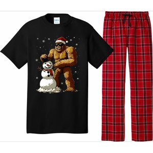 Bigfoot Santa Snowman Xmas Christmas Graphic Pajama Set