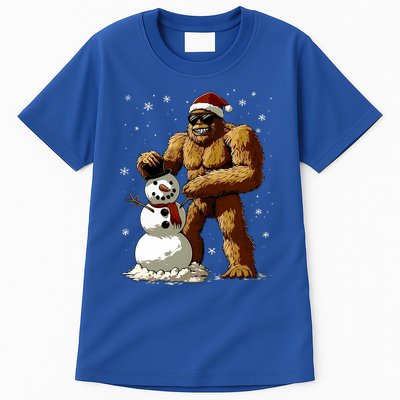 Bigfoot Santa Snowman Xmas Christmas Graphic Tall T-Shirt