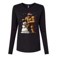 Bigfoot Santa Snowman Xmas Christmas Graphic Womens Cotton Relaxed Long Sleeve T-Shirt