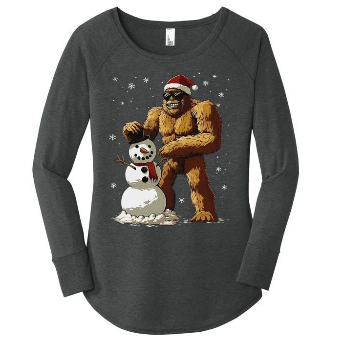 Bigfoot Santa Snowman Xmas Christmas Graphic Women's Perfect Tri Tunic Long Sleeve Shirt