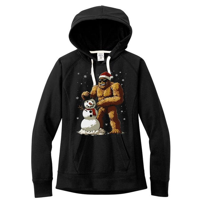 Bigfoot Santa Snowman Xmas Christmas Graphic Women's Fleece Hoodie