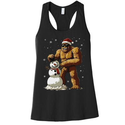 Bigfoot Santa Snowman Xmas Christmas Graphic Women's Racerback Tank