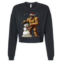 Bigfoot Santa Snowman Xmas Christmas Graphic Cropped Pullover Crew