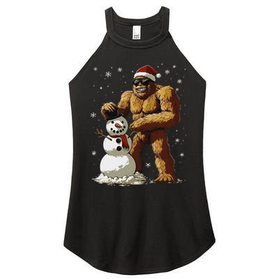 Bigfoot Santa Snowman Xmas Christmas Graphic Women's Perfect Tri Rocker Tank