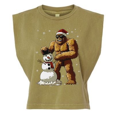 Bigfoot Santa Snowman Xmas Christmas Graphic Garment-Dyed Women's Muscle Tee