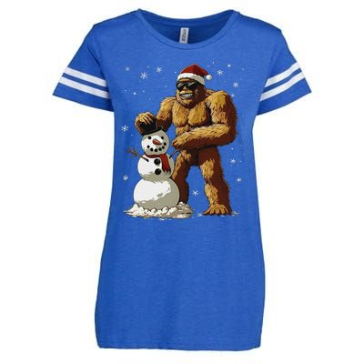 Bigfoot Santa Snowman Xmas Christmas Graphic Enza Ladies Jersey Football T-Shirt