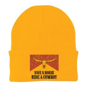 Bull Skull Save A Horse Ride A Cow Western Country Gift Knit Cap Winter Beanie