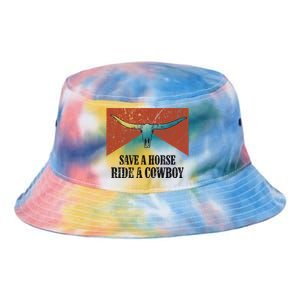 Bull Skull Save A Horse Ride A Cow Western Country Gift Tie Dye Newport Bucket Hat