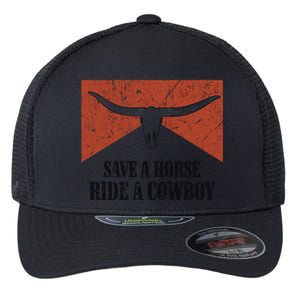 Bull Skull Save A Horse Ride A Cow Western Country Gift Flexfit Unipanel Trucker Cap