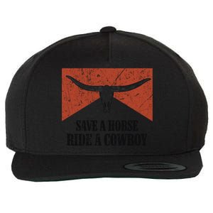 Bull Skull Save A Horse Ride A Cow Western Country Gift Wool Snapback Cap