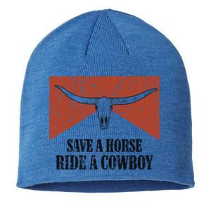 Bull Skull Save A Horse Ride A Cow Western Country Gift Sustainable Beanie