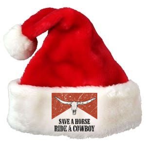 Bull Skull Save A Horse Ride A Cow Western Country Gift Premium Christmas Santa Hat