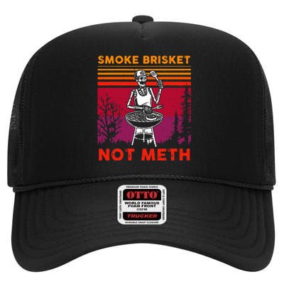 Bbq Skeleton Smoke Brisket Not Meth Grilling Master High Crown Mesh Back Trucker Hat